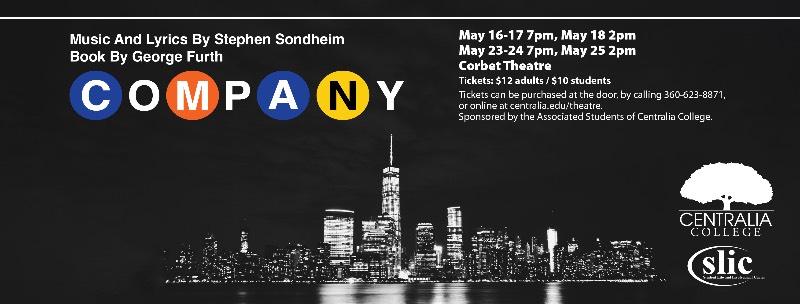 A thin banner image for the upcoming production of Company in May 2025