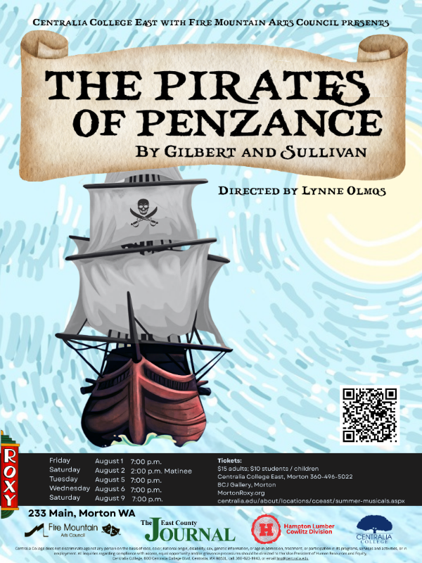 Promotional poster for the Pirates of Penzance, the 2025 CCEast summer musical