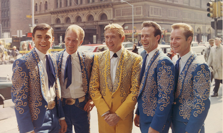 Don Rich is pictured here with Buck Owens' Buckaroos. He is second from the right.