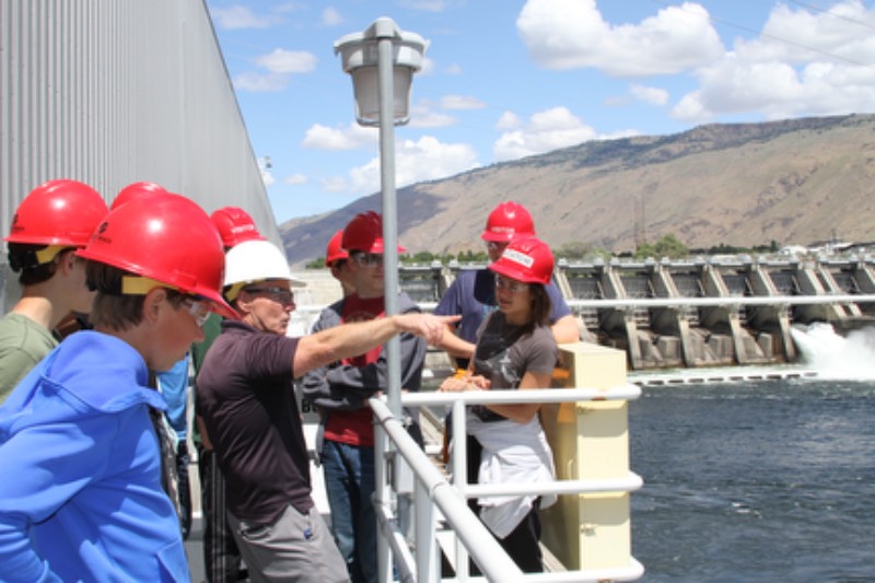 STEM Academy students at a hydroelectric dam